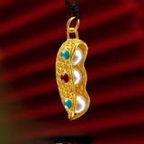 Retro Pea pearl Pendant 18k Necklace Chain for Women