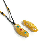 Retro Pea pearl Pendant 18k Necklace Chain for Women
