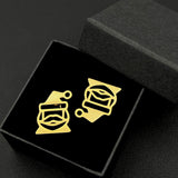 Hollow Santa Cufflinks Stainless Steel Christmas Twins Cuffs Jewelry