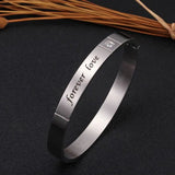 Crystal Engraved Star Bangle Bracelet Stainless Steel