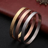 Crystal Engraved Star Bangle Bracelet Stainless Steel