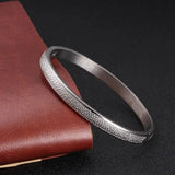 Crystal Engraved Star Bangle Bracelet Stainless Steel
