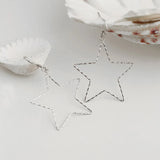 Vintage Hollow Star Earrings 925 Sterling Silver Dangle Ear Rings