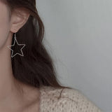 Vintage Hollow Star Earrings 925 Sterling Silver Dangle Ear Rings