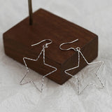 Vintage Hollow Star Earrings 925 Sterling Silver Dangle Ear Rings