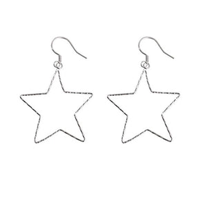 Vintage Hollow Star Earrings 925 Sterling Silver Dangle Ear Rings