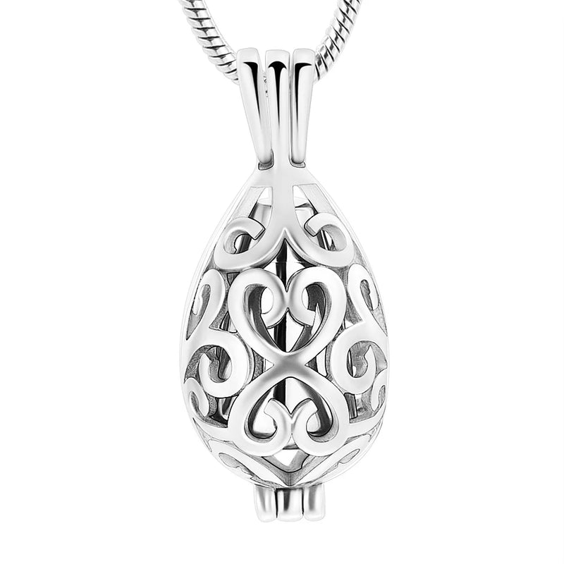 Stainless Steel Memorial Locket Necklace With Cremation Mini Urn