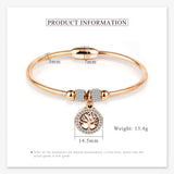 Hollow Tree Flower Bracelets Women Stainless Steel Crystal Charm Bracelets