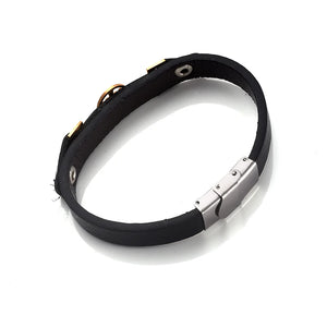 Hollow Tree Stainless Steel Metal Plate Leather Bracelet