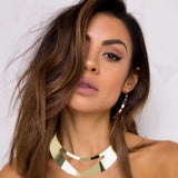 Hollow Triangle Alloy Torques Rigid Golden Choker Necklaces For Women