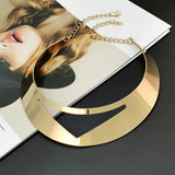 Hollow Triangle Alloy Torques Rigid Golden Choker Necklaces For Women