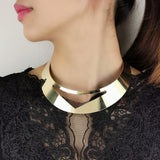 Hollow Triangle Alloy Torques Rigid Golden Choker Necklaces For Women