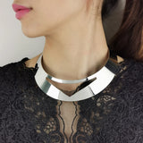 Hollow Triangle Alloy Torques Rigid Golden Choker Necklaces For Women