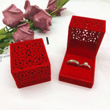 Hollow Velvet Ring Box Double Jewelry Case For Wedding Proposal