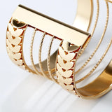 Retro Alloy Wide Cuff Bracelet for Women