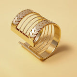 Retro Alloy Wide Cuff Bracelet for Women