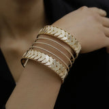 Retro Alloy Wide Cuff Bracelet for Women
