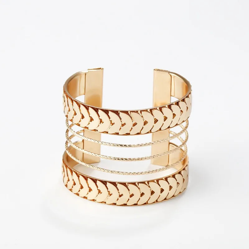 Retro Alloy Wide Cuff Bracelet for Women