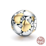 925 Sterling Silver Hollow Heart Charm Bangle Bracelet Beads
