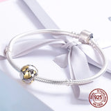925 Sterling Silver Hollow Heart Charm Bangle Bracelet Beads