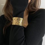 Hollow Cutout Wide Open Cuff Bangles for Women Statement Winter Bangles