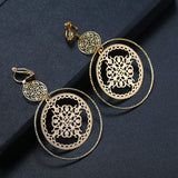 Textured Round Clip Earrings No Piercing for Women