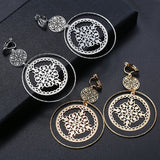 Textured Round Clip Earrings No Piercing for Women