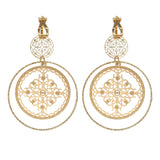 Textured Round Clip Earrings No Piercing for Women