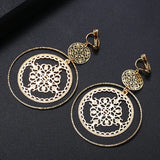 Textured Round Clip Earrings No Piercing for Women