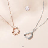 Heart Pendant Necklace With Diamond for Women Bride Wedding