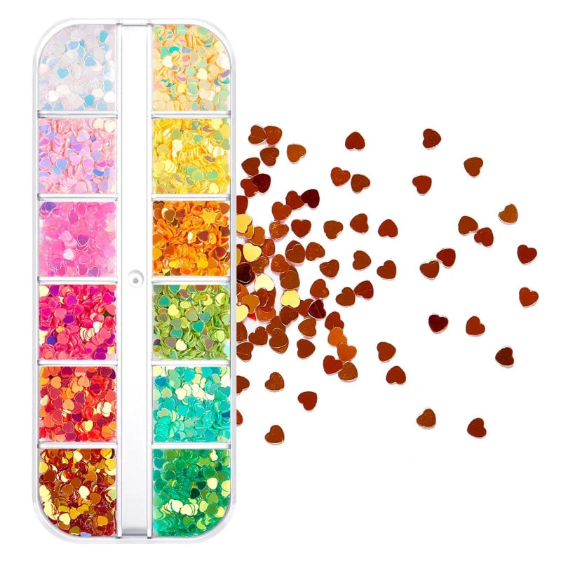 Heart Shape Holographic Glitter Resin Filling for DIY Jewelry Nail Art