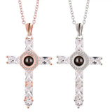 Jesus Christ Photo Projection Necklace with Picture Christian Cross Pendant