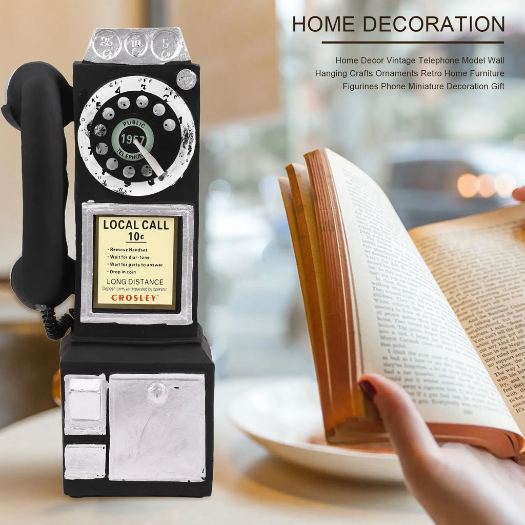 Vintage Telephone Model Wall Hanging Crafts Ornaments Retro Figurines Phone