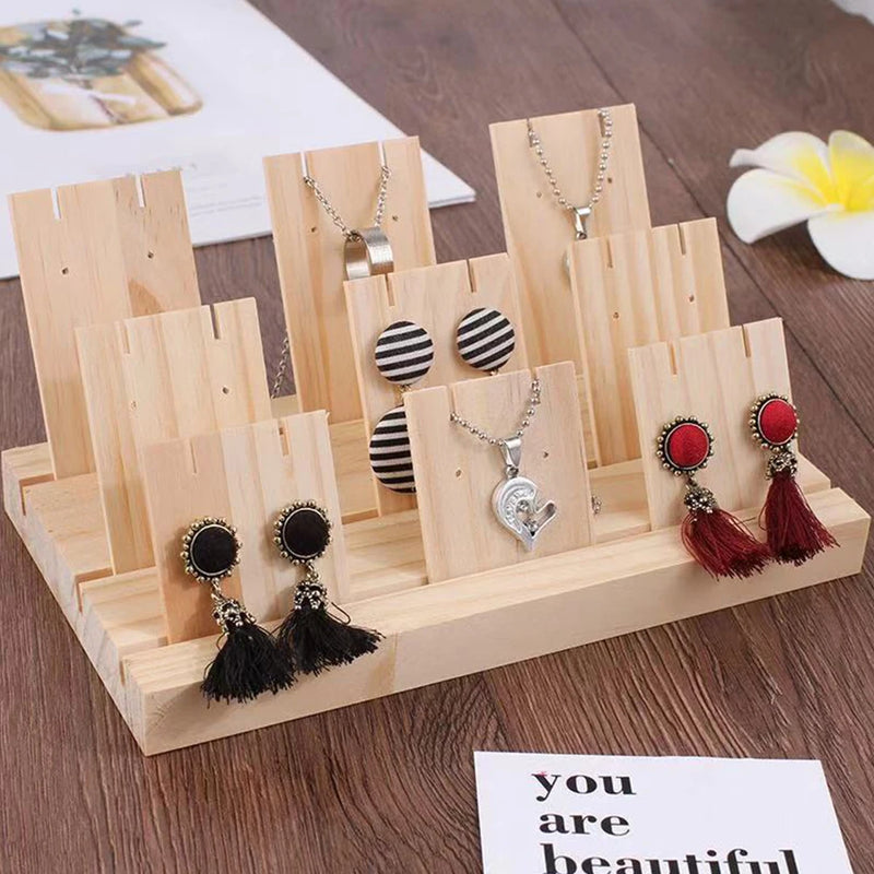 Wooden Jewelry Display Stand Earring Holder Organizer