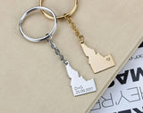 Home Keychain State Keychain Hand Stamped Gift Continent Keychain