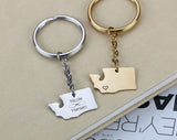 Home Keychain State Keychain Hand Stamped Gift Continent Keychain