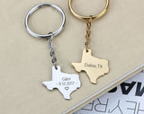 Home Keychain State Keychain Hand Stamped Gift Continent Keychain