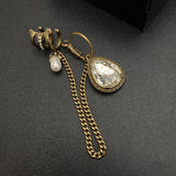 Vintage Water Drop Earrings Chain Pearl Ear Cuffs