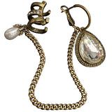 Vintage Water Drop Earrings Chain Pearl Ear Cuffs