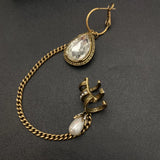 Vintage Water Drop Earrings Chain Pearl Ear Cuffs
