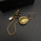 Vintage Water Drop Earrings Chain Pearl Ear Cuffs