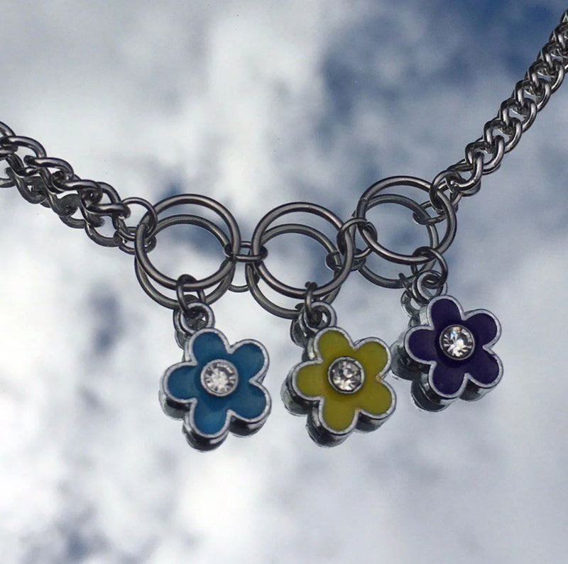 Homemade Flower Pendant Chain wind punk Flower Necklace