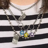 Homemade Flower Pendant Chain wind punk Flower Necklace