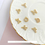 Copper Plated Micro Inlaid Zircon 26 Letter Pendant DIY Earrings Necklace 2 pcs