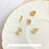 Copper Plated Micro Inlaid Zircon 26 Letter Pendant DIY Earrings Necklace 2 pcs