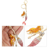 Mermaid Keychain Rhinestone Key Ring Sparkling Charm for Woman Backpack Purse