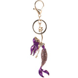 Mermaid Keychain Rhinestone Key Ring Sparkling Charm for Woman Backpack Purse