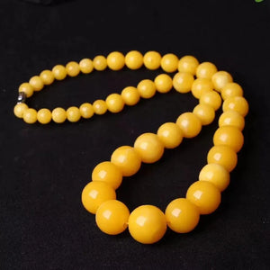 Amber Yellow Bead Necklace Women