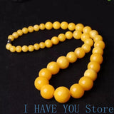 Amber Yellow Bead Necklace Women