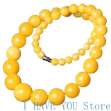 Amber Yellow Bead Necklace Women